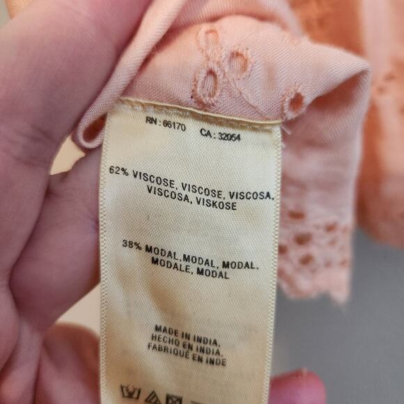 Anthropologie Sadie Peach Eyelet Swing Top Size 0 - Picture 10 of 11